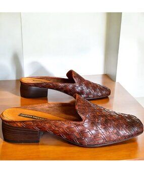 Sesto Meucci Italian Leather Woven Mules | Size 9.5 EUC